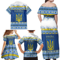 Ukraine Christmas Family Matching Off Shoulder Maxi Dress and Hawaiian Shirt Ded Moroz And Snegurochka - Wonder Print Shop