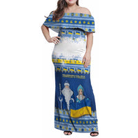 Ukraine Christmas Family Matching Off Shoulder Maxi Dress and Hawaiian Shirt Ded Moroz And Snegurochka - Wonder Print Shop