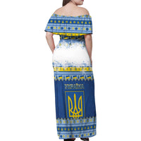 Ukraine Christmas Family Matching Off Shoulder Maxi Dress and Hawaiian Shirt Ded Moroz And Snegurochka - Wonder Print Shop