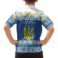 Ukraine Christmas Family Matching Off Shoulder Short Dress and Hawaiian Shirt Ded Moroz And Snegurochka - Wonder Print Shop