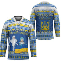 Ukraine Christmas Hockey Jersey Ded Moroz And Snegurochka - Wonder Print Shop