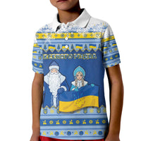 Ukraine Christmas Kid Polo Shirt Ded Moroz And Snegurochka - Wonder Print Shop