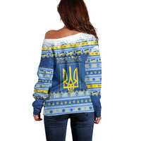 Ukraine Christmas Off Shoulder Sweater Ded Moroz And Snegurochka - Wonder Print Shop