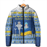 Ukraine Christmas Padded Jacket Ded Moroz And Snegurochka - Wonder Print Shop