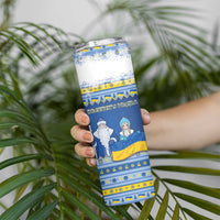 Ukraine Christmas Skinny Tumbler Ded Moroz And Snegurochka - Wonder Print Shop