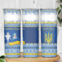 Ukraine Christmas Skinny Tumbler Ded Moroz And Snegurochka - Wonder Print Shop