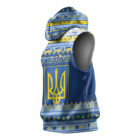 Ukraine Christmas Sleeveless Hoodie Ded Moroz And Snegurochka - Wonder Print Shop