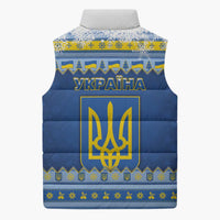 Ukraine Christmas Sleeveless Puffer Jacket Ded Moroz And Snegurochka - Wonder Print Shop