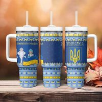 Ukraine Christmas Tumbler With Handle Ded Moroz And Snegurochka - Wonder Print Shop