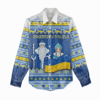 Ukraine Christmas Women Casual Shirt Ded Moroz And Snegurochka - Wonder Print Shop
