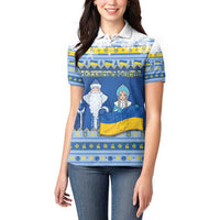 Ukraine Christmas Women Polo Shirt Ded Moroz And Snegurochka - Wonder Print Shop