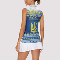 Ukraine Christmas Women Sleeveless Polo Shirt Ded Moroz And Snegurochka - Wonder Print Shop