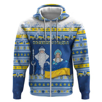 Ukraine Christmas Zip Hoodie Ded Moroz And Snegurochka - Wonder Print Shop