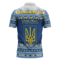 Ukraine Christmas Zipper Polo Shirt Ded Moroz And Snegurochka - Wonder Print Shop
