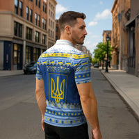 Ukraine Christmas Zipper Polo Shirt Ded Moroz And Snegurochka - Wonder Print Shop