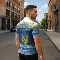 Ukraine Christmas Zipper Polo Shirt Ded Moroz And Snegurochka - Wonder Print Shop