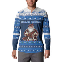 Scotland Christmas Button Sweatshirt Scottish Santa Claus - Wonder Print Shop