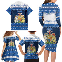 Scotland Christmas Family Matching Long Sleeve Bodycon Dress and Hawaiian Shirt Scottish Santa Claus - Wonder Print Shop