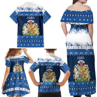 Scotland Christmas Family Matching Off Shoulder Maxi Dress and Hawaiian Shirt Scottish Santa Claus - Wonder Print Shop