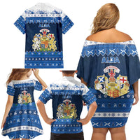Scotland Christmas Family Matching Off Shoulder Short Dress and Hawaiian Shirt Scottish Santa Claus - Wonder Print Shop