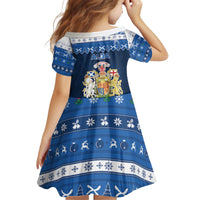 Scotland Christmas Kid Short Sleeve Dress Scottish Santa Claus - Wonder Print Shop