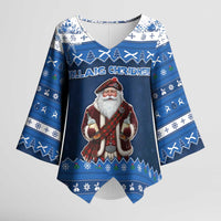 Scotland Christmas Kimono Sleeve Blouse Scottish Santa Claus - Wonder Print Shop