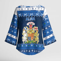 Scotland Christmas Kimono Sleeve Blouse Scottish Santa Claus - Wonder Print Shop