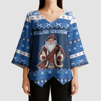 Scotland Christmas Kimono Sleeve Blouse Scottish Santa Claus - Wonder Print Shop