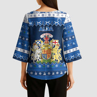 Scotland Christmas Kimono Sleeve Blouse Scottish Santa Claus - Wonder Print Shop