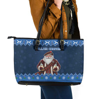 Scotland Christmas Leather Tote Bag Scottish Santa Claus - Wonder Print Shop