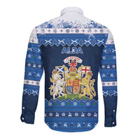 Scotland Christmas Long Sleeve Button Shirt Scottish Santa Claus - Wonder Print Shop