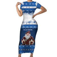 Scotland Christmas Short Sleeve Bodycon Dress Scottish Santa Claus - Wonder Print Shop
