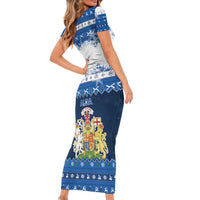 Scotland Christmas Short Sleeve Bodycon Dress Scottish Santa Claus - Wonder Print Shop