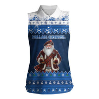 Scotland Christmas Women Sleeveless Polo Shirt Scottish Santa Claus - Wonder Print Shop
