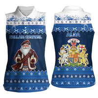Scotland Christmas Women Sleeveless Polo Shirt Scottish Santa Claus - Wonder Print Shop