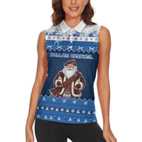 Scotland Christmas Women Sleeveless Polo Shirt Scottish Santa Claus - Wonder Print Shop
