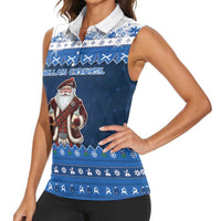 Scotland Christmas Women Sleeveless Polo Shirt Scottish Santa Claus - Wonder Print Shop
