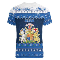 Scotland Christmas Women V-Neck T-Shirt Scottish Santa Claus - Wonder Print Shop