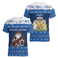 Scotland Christmas Women V-Neck T-Shirt Scottish Santa Claus - Wonder Print Shop