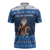 Scotland Christmas Zipper Polo Shirt Scottish Santa Claus - Wonder Print Shop