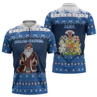 Scotland Christmas Zipper Polo Shirt Scottish Santa Claus - Wonder Print Shop