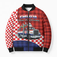 Croatia Christmas Bomber Puffer Jacket Santa Claus Drives Home With Gifts - Wonder Print Shop