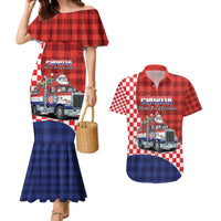 Croatia Christmas Couples Matching Mermaid Dress and Hawaiian Shirt Santa Claus Drives Home With Gifts - Wonder Print Shop