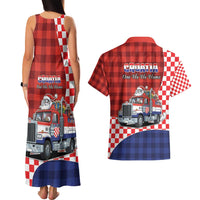 Croatia Christmas Couples Matching Tank Maxi Dress and Hawaiian Shirt Santa Claus Drives Home With Gifts - Wonder Print Shop