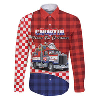 Croatia Christmas Family Matching Long Sleeve Bodycon Dress and Hawaiian Shirt Santa Claus Drives Home With Gifts - Wonder Print Shop