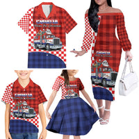 Croatia Christmas Family Matching Off The Shoulder Long Sleeve Dress and Hawaiian Shirt Santa Claus Drives Home With Gifts - Wonder Print Shop