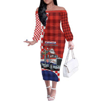 Croatia Christmas Family Matching Off The Shoulder Long Sleeve Dress and Hawaiian Shirt Santa Claus Drives Home With Gifts - Wonder Print Shop