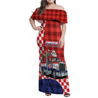 Croatia Christmas Family Matching Off Shoulder Maxi Dress and Hawaiian Shirt Santa Claus Drives Home With Gifts - Wonder Print Shop