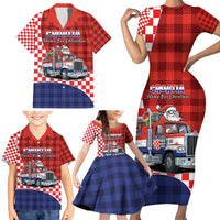 Croatia Christmas Family Matching Short Sleeve Bodycon Dress and Hawaiian Shirt Santa Claus Drives Home With Gifts - Wonder Print Shop
