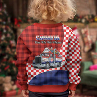 Croatia Christmas Kid Ugly Christmas Sweater Santa Claus Drives Home With Gifts - Wonder Print Shop